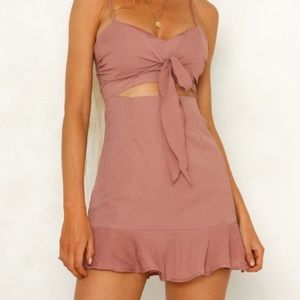 Hello Molly mauve front tie dress